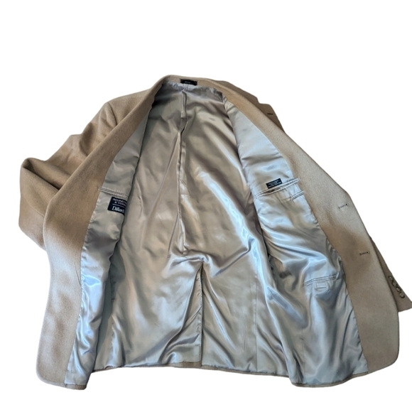 Roundtree & Yorke 100% camel hair neutral oatmeal classic sports coat sz 46L - Picture 2 of 9